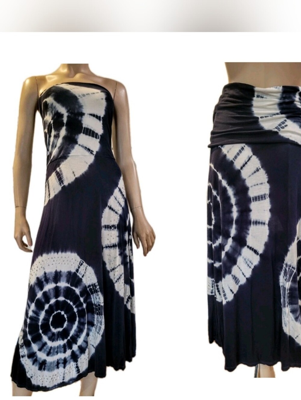 INC  International Concepts Convertible Dress to Skirt Tie-Dye Studding Detail M